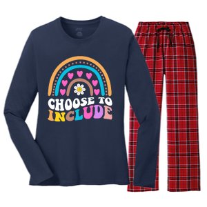 Choose To Include Colorful Rainbow Women's Long Sleeve Flannel Pajama Set 