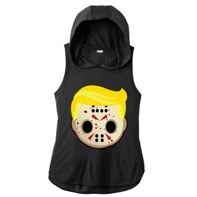 Cute Trump In Hockey Mask Funny Halloween Horror Ladies PosiCharge Tri-Blend Wicking Draft Hoodie Tank