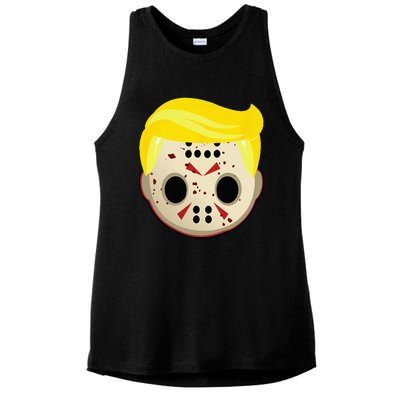 Cute Trump In Hockey Mask Funny Halloween Horror Ladies PosiCharge Tri-Blend Wicking Tank