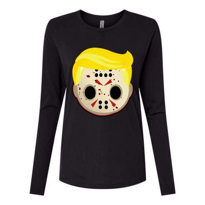 Cute Trump In Hockey Mask Funny Halloween Horror Womens Cotton Relaxed Long Sleeve T-Shirt