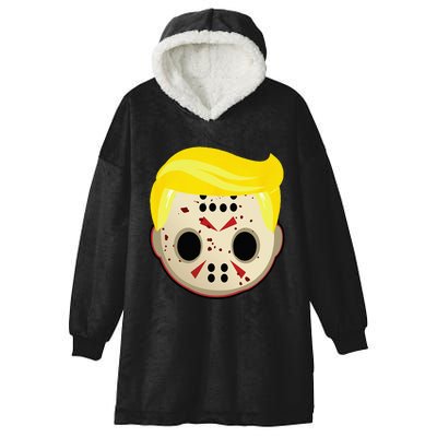 Cute Trump In Hockey Mask Funny Halloween Horror Hooded Wearable Blanket