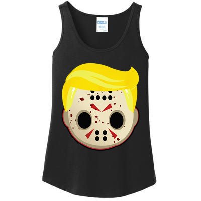 Cute Trump In Hockey Mask Funny Halloween Horror Ladies Essential Tank