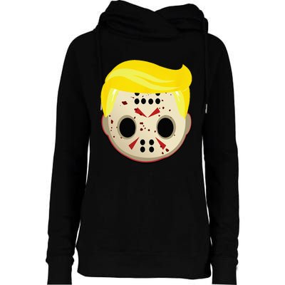 Cute Trump In Hockey Mask Funny Halloween Horror Womens Funnel Neck Pullover Hood