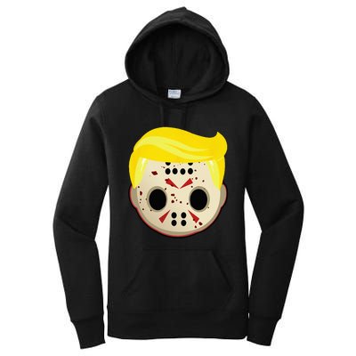 Cute Trump In Hockey Mask Funny Halloween Horror Women's Pullover Hoodie