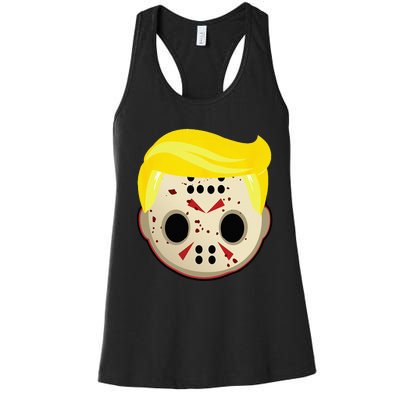 Cute Trump In Hockey Mask Funny Halloween Horror Women's Racerback Tank