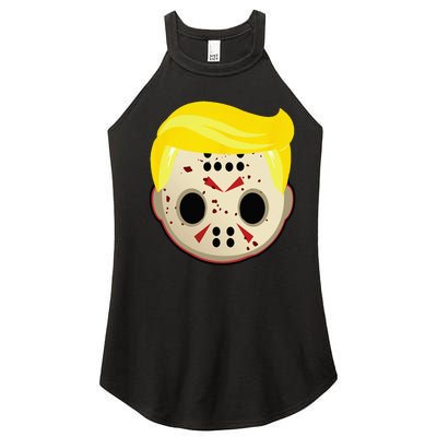 Cute Trump In Hockey Mask Funny Halloween Horror Women's Perfect Tri Rocker Tank