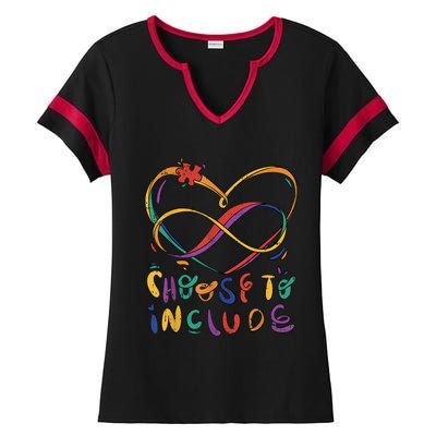 Choose To Include Autism Awareness Teacher Special Education Ladies Halftime Notch Neck Tee