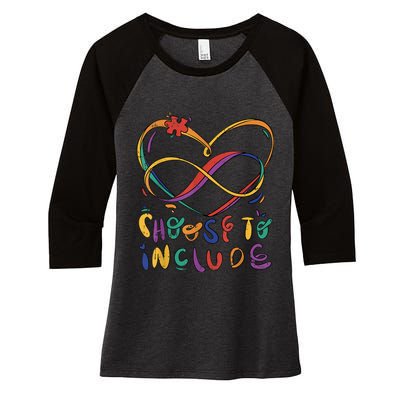 Choose To Include Autism Awareness Teacher Special Education Women's Tri-Blend 3/4-Sleeve Raglan Shirt