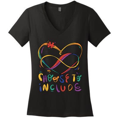 Choose To Include Autism Awareness Teacher Special Education Women's V-Neck T-Shirt