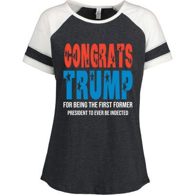 Congrats Trump Indicted Enza Ladies Jersey Colorblock Tee