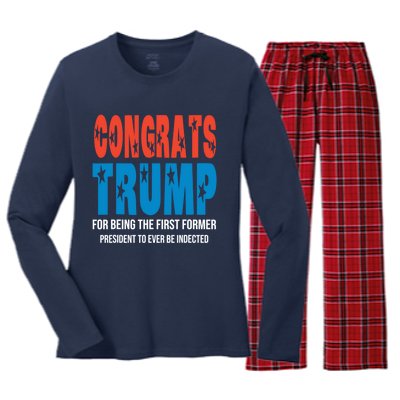 Congrats Trump Indicted Women's Long Sleeve Flannel Pajama Set 