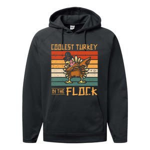 Coolest Turkey in the Flock Funny Thanksgiving Turkey Trot Performance Fleece Hoodie