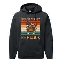 Coolest Turkey in the Flock Funny Thanksgiving Turkey Trot Performance Fleece Hoodie