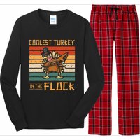 Coolest Turkey in the Flock Funny Thanksgiving Turkey Trot Long Sleeve Pajama Set