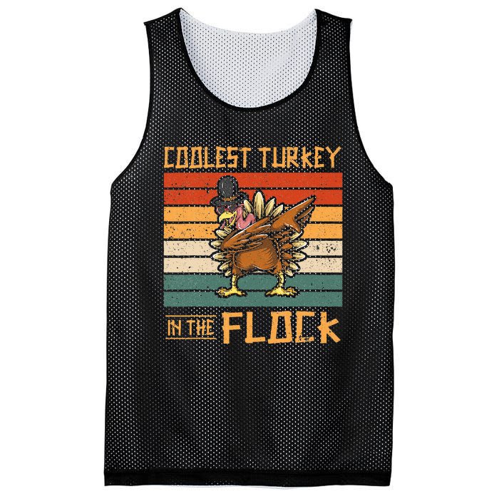 Coolest Turkey in the Flock Funny Thanksgiving Turkey Trot Mesh Reversible Basketball Jersey Tank