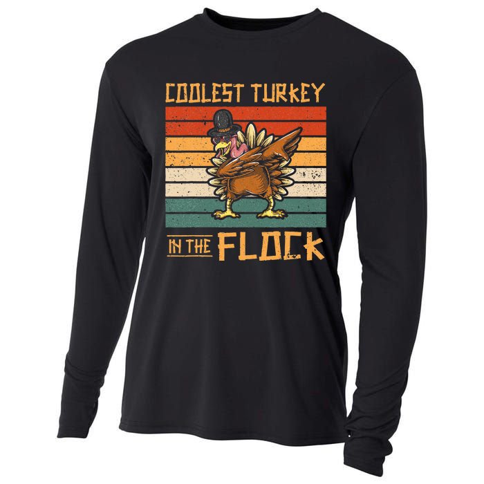 Coolest Turkey in the Flock Funny Thanksgiving Turkey Trot Cooling Performance Long Sleeve Crew