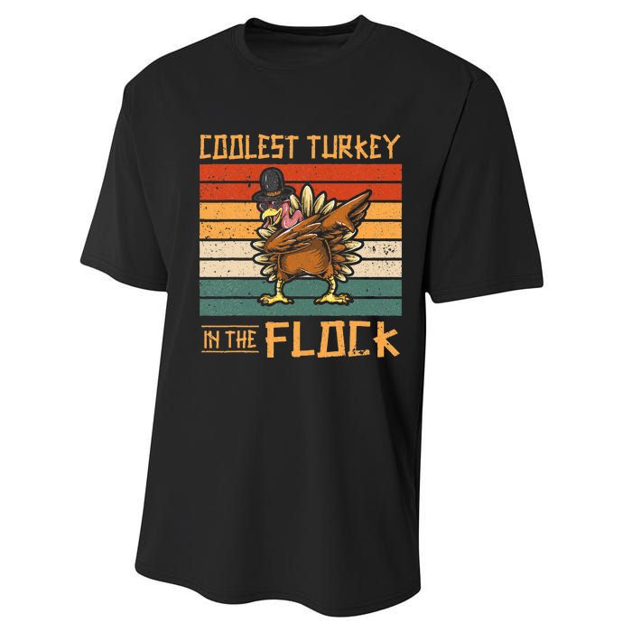 Coolest Turkey in the Flock Funny Thanksgiving Turkey Trot Performance Sprint T-Shirt