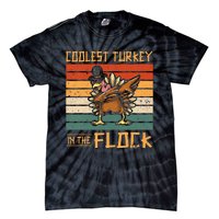 Coolest Turkey in the Flock Funny Thanksgiving Turkey Trot Tie-Dye T-Shirt