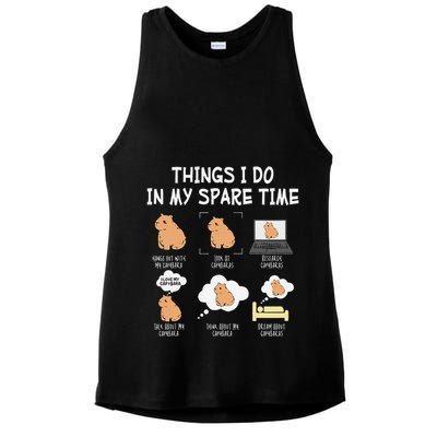Capybara Things I Do In My Spare Time Funny Capybara Ladies PosiCharge Tri-Blend Wicking Tank