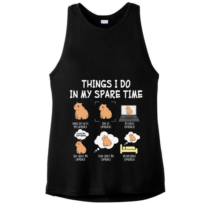 Capybara Things I Do In My Spare Time Funny Capybara Ladies PosiCharge Tri-Blend Wicking Tank