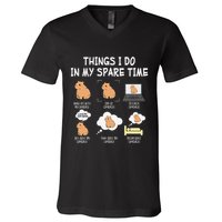 Capybara Things I Do In My Spare Time Funny Capybara V-Neck T-Shirt