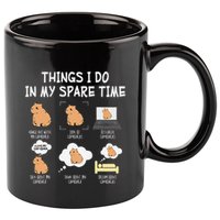 Capybara Things I Do In My Spare Time Funny Capybara 11oz C Handle Ceramic Mug