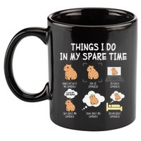 Capybara Things I Do In My Spare Time Funny Capybara 11oz C Handle Ceramic Mug