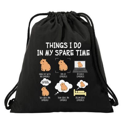 Capybara Things I Do In My Spare Time Funny Capybara Drawstring Bag