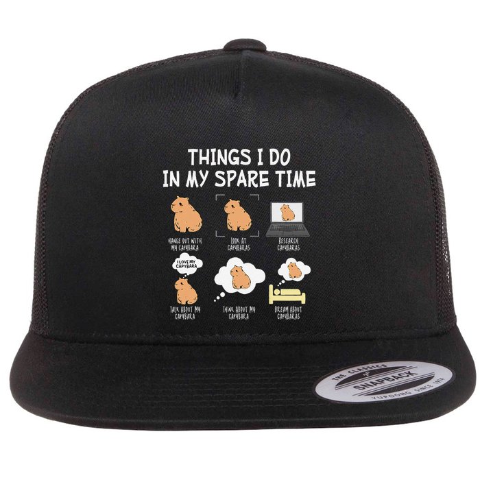 Capybara Things I Do In My Spare Time Funny Capybara Flatbill Hat