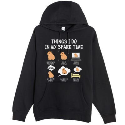 Capybara Things I Do In My Spare Time Funny Capybara Premium Pullover Hoodie