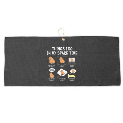 Capybara Things I Do In My Spare Time Funny Capybara Large Microfiber Waffle Golf Towel