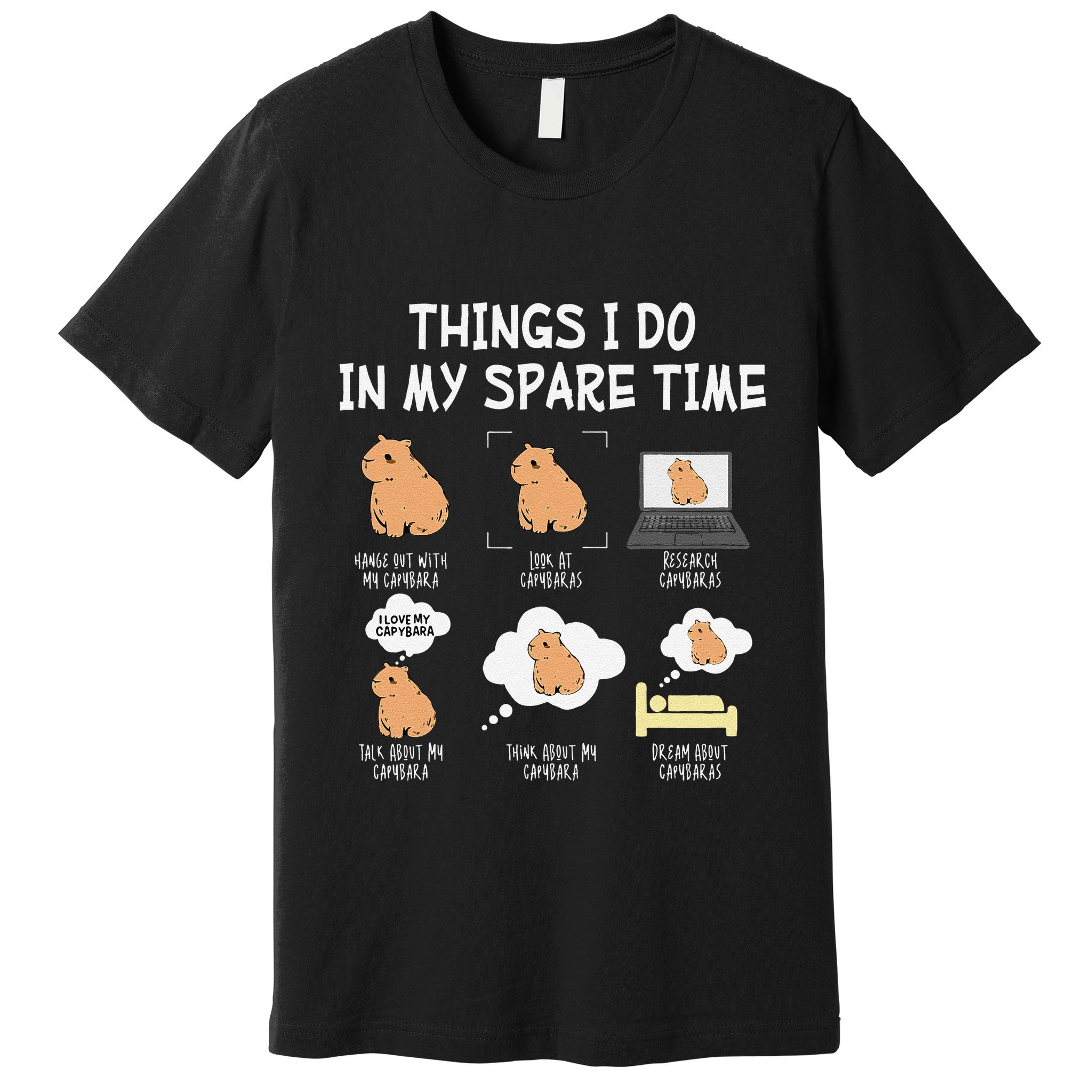 Capybara Things I Do In My Spare Time Funny Capybara Premium T-Shirt