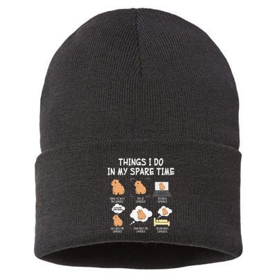 Capybara Things I Do In My Spare Time Funny Capybara Sustainable Knit Beanie