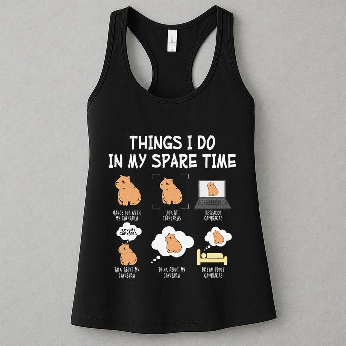 Capybara Things I Do In My Spare Time Funny Capybara Womens Tank Top