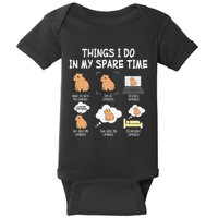 Capybara Things I Do In My Spare Time Funny Capybara Baby Bodysuit