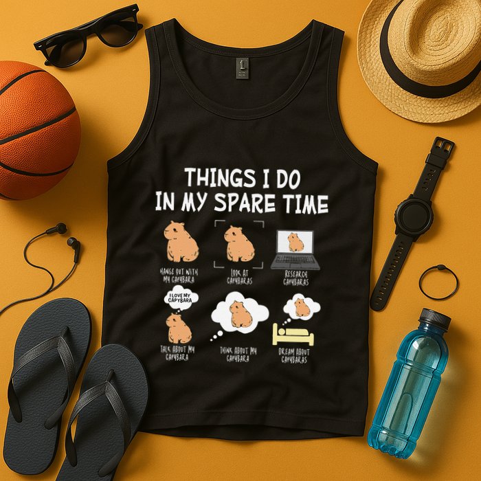 Capybara Things I Do In My Spare Time Funny Capybara Tank Top