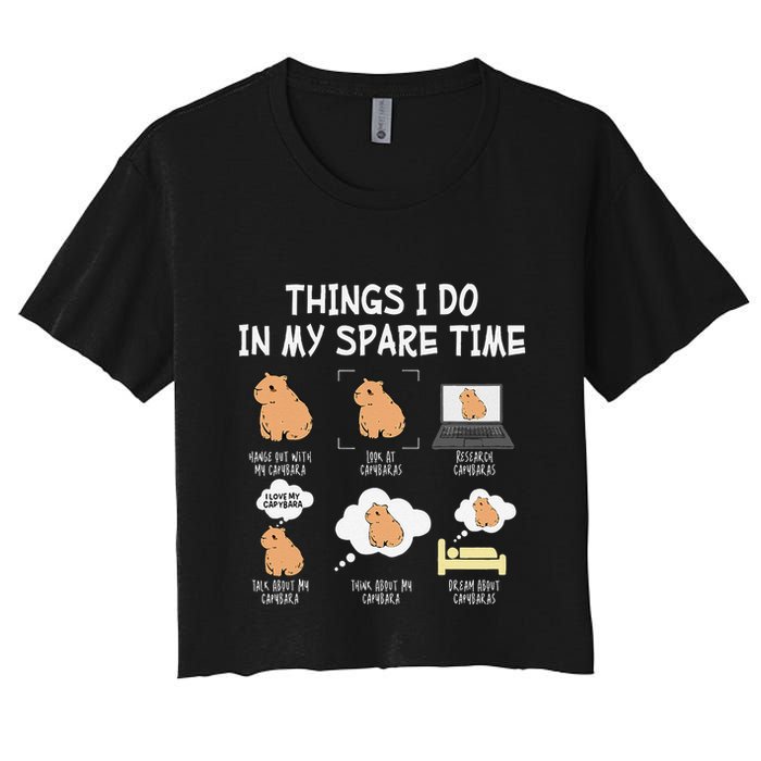 Capybara Things I Do In My Spare Time Funny Capybara Crop Top
