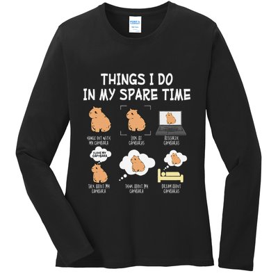 Capybara Things I Do In My Spare Time Funny Capybara Ladies Long Sleeve Shirt