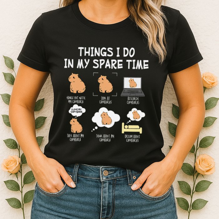 Capybara Things I Do In My Spare Time Funny Capybara Womens T-Shirt