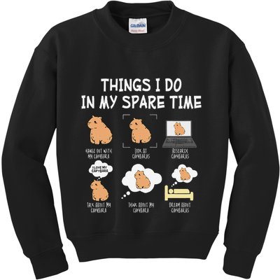 Capybara Things I Do In My Spare Time Funny Capybara Kids Sweatshirt