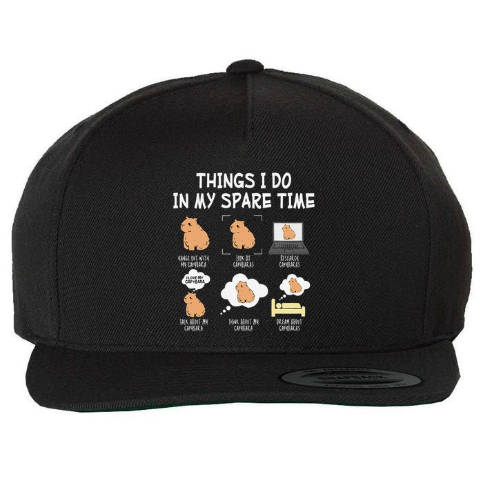 Capybara Things I Do In My Spare Time Funny Capybara Wool Snapback Cap