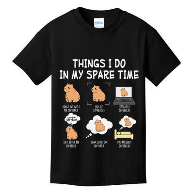 Capybara Things I Do In My Spare Time Funny Capybara Kids T-Shirt