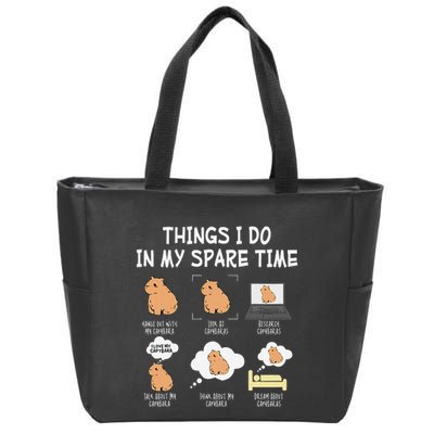 Capybara Things I Do In My Spare Time Funny Capybara Zip Tote Bag