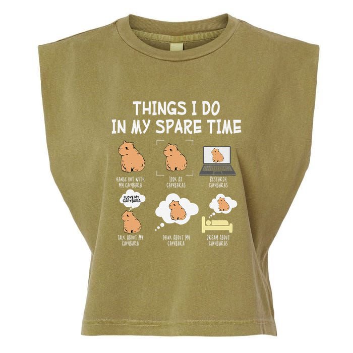 Capybara Things I Do In My Spare Time Funny Capybara Garment-Dyed Women's Muscle Tee