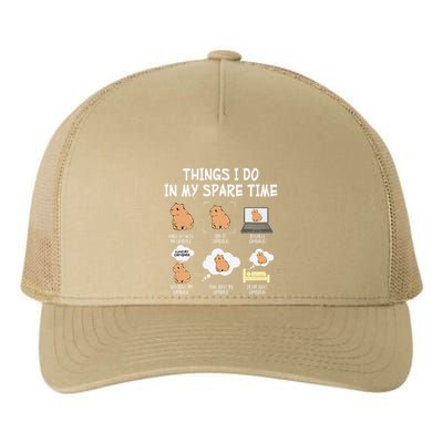 Capybara Things I Do In My Spare Time Funny Capybara Yupoong Adult 5-Panel Trucker Hat