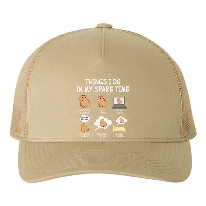Capybara Things I Do In My Spare Time Funny Capybara Yupoong Adult 5-Panel Trucker Hat
