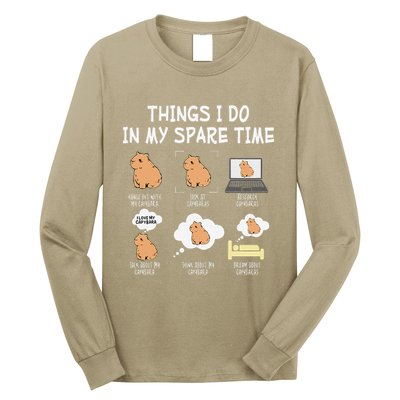 Capybara Things I Do In My Spare Time Funny Capybara Long Sleeve Shirt