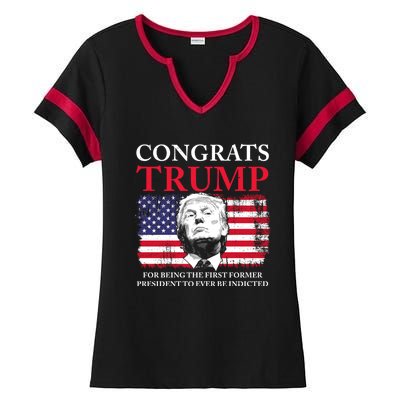 Congrats Trump Indicted Funny Trump Indictment Ladies Halftime Notch Neck Tee