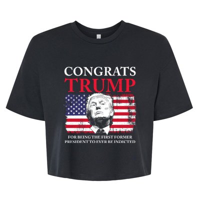 Congrats Trump Indicted Funny Trump Indictment Bella+Canvas Jersey Crop Tee