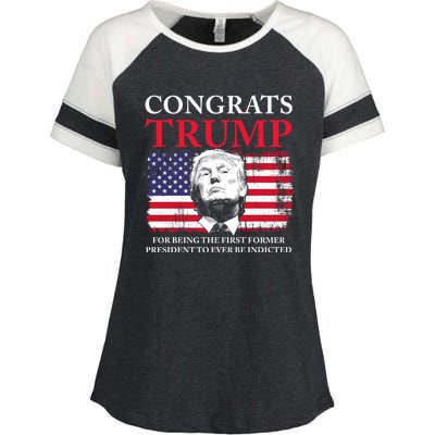 Congrats Trump Indicted Funny Trump Indictment Enza Ladies Jersey Colorblock Tee